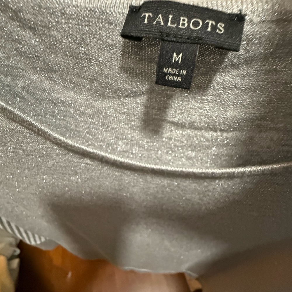Talbots Gray Ribbed Sleeve Sweatshirt - Picture 8 of 12